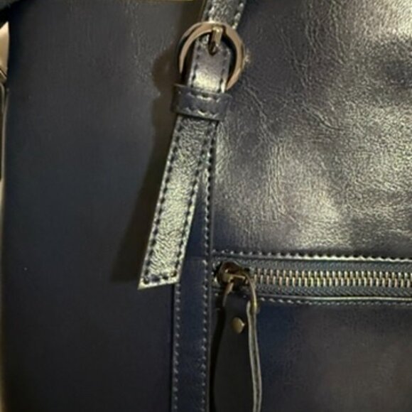 S-ZONE Navy Tote Shoulder Bag - 
Genuine Leather - Excellent Condition - Picture 7 of 13